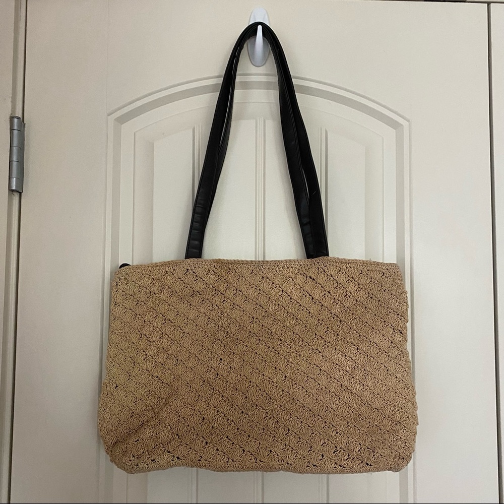 Liz Claiborne Crazy Horse Woven Bag with Leather Straps